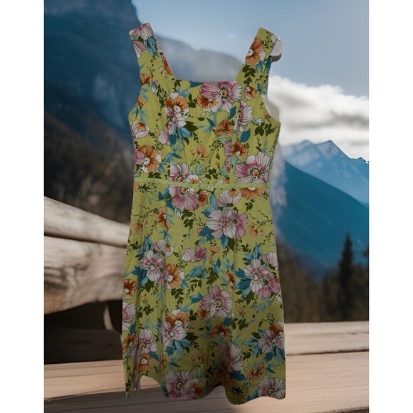 VTG Chic Rabbit Rabbit Rabbit Designs Cottage core Tropical Floral Dress USA 10 - Picture 1 of 5